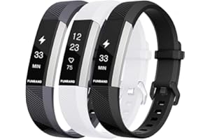 FunBand Bracelet pour Fitbit Alta HR et Fitbit Alta, Bande en Silicone Souple Sangle de Remplacement Reglables Sport Accessorie pour Montre Connectée Fitbit Alta HR et Fitbit Alta (3-Pack)