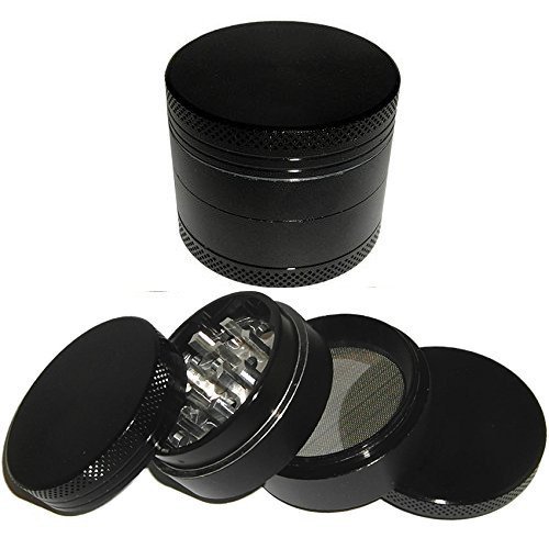 Black Leaf Alugrinder 38mm 4teilig schwarz Magnetverschluss Feinsieb Grinder