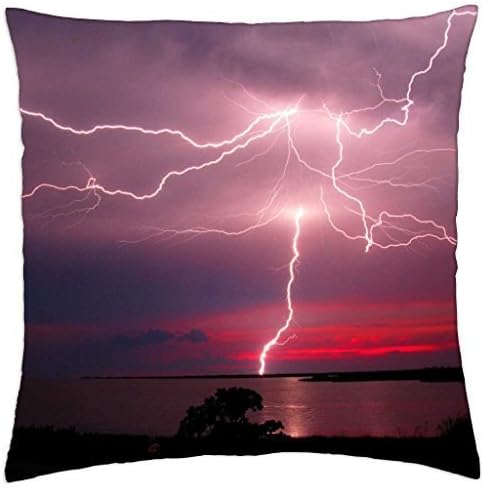 Lightning in Purple-Red Sky - Throw Pillow Cover Case (18