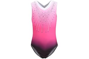 ESHOO Girls Sleeveless/Long Sleeve Gymnastics Sparkle Gradient Color Ballet Dance Leotards with Shining Diamond