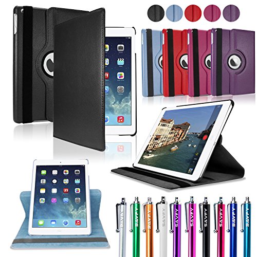 SAVFY iPad Air 2 Hülle Case Schutzhülle 360 Grad Rotation Flip Cover inkl. Displayschutzfolie, Eingabestift für iPad Air 2 iPad 6 - 8