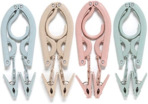 Bestja 4X Adjustable and foldable Clothes hanger with clothes pegs, made of environmental protection materials, Traveling Hangers for socks Underwear trousers shirt etc, suitable for business travel holidays SPA (Mix Colours with pegs)