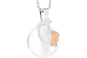 MAMIJUX Appelle anges pieds maman idée cadeau grossesse collier femme rappel des anges chaîne acier, Bois