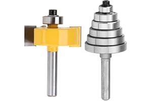 Yakamoz 1/4 Inch Shank Rabbeting Router Bit with 6 Bearings Set for Multiple Depths 1/8", 1/4", 5/16", 3/8", 7/16", 1/2"