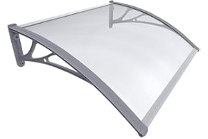 VOUNOT Front Door Canopy Outdoor Awning, Rain Shelter for Back Door, Porch, Window, 100 x 80 cm, Grey