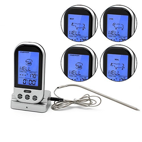 SPEED Funk Grillthermometer Display Braten Grill Thermometer Bratenthermometer Fleisch BBQ Fleisch Steak Braten Im Ofen wireless 8 Auswahlen Temperatur 0 ~ 250 ℃ 18cm Sonde - 6