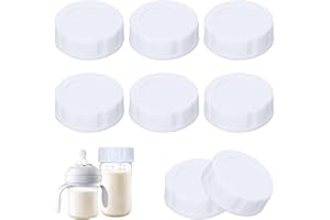 WATDENYFINE 8 Stück Babyflaschenverschluss für Avent, Ersatzflaschenverschlüsse für Babyflaschen mit Dichtungsring, Flaschenverschluss, Reiseflaschenverschlüsse angepasst an Avent Weithalsflaschen,Weiß