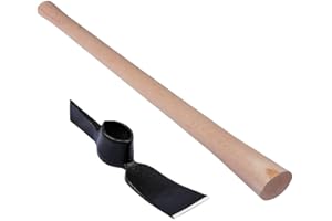 EQUIP247UK Heavy Duty Pick | Mattock | 5 or 7lb Head | Fibreglass or Hardwood Shaft (5lb Grubbing Mattock Head with Fibreglass 36" 90cm handle shaft Garden Adze Pick Axe)