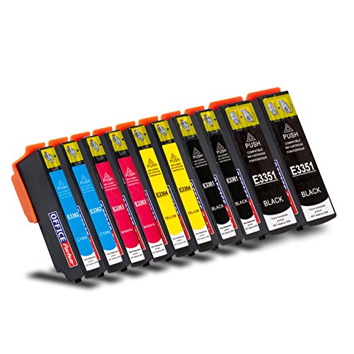 10er Multipack kompatible Druckerpatronen für Epson T3351 / T3361 / T3362 / T3363 / T3364 XL mit Chip - passend für Epson Expression Premium XP-530, XP-540, XP-630 Series, XP-635, XP-640, XP-645, XP-830, XP-900