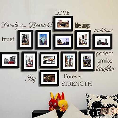 LUCKKYY® Family Wall Decal~~ Set of 12 Family Words Quote Vinyl Family Wall Sticker Picture Wall Decal Family Room Art Decoration (The Picture photos not included)