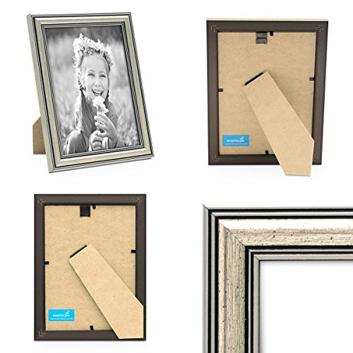 3er Set Bilderrahmen Silber Barock Antik 15×20 cm Fotorahmen mit Glasscheibe / Kunststoffrahmen - 3