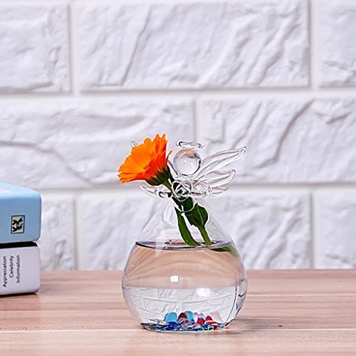 MagiDeal Engel Klar Glaswand Hängen Vase Glasvase Flasche Für Pflanzenblumendekorationen 12cm - 3