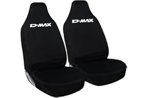 Tee AutoCare For Isuzu D-MAX - Heavy Duty and Water Proof Durable Nylon Driver Passenger with D MAX Logo Front SUV Seat Cover Protectors - 2 x Fronts (White Logo)