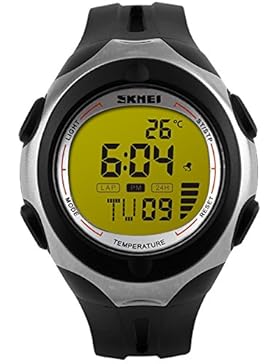 Skmei Herrenuhr Digitaluhr Thermometer Armbanduhr 5 ATM Wasserdicht Outdoor Sportuhr