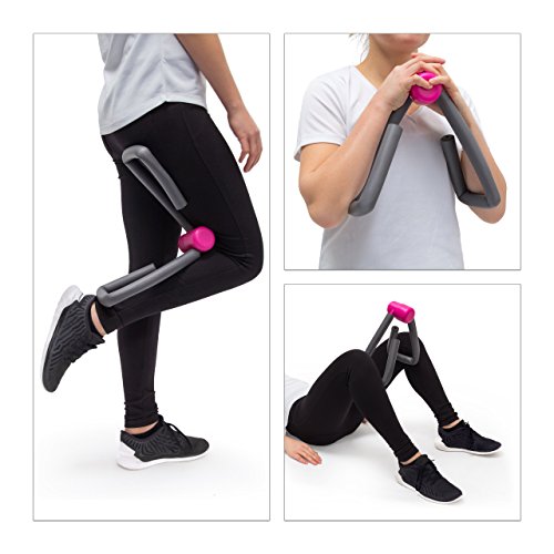 Relaxdays Oberschenkeltrainer mit Bügeln aus Schaumstoff Armtrainer und Beintrainer zum Training Der Oberschenkelinnenseite und Arm-und Brustmuskulatur Fitnessgerät für zu Hause Heimtrainer, Grau, M - 2