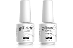Vishine 15ml Base Coat & Top Coat Lot Vernis de Base et Finition Vernis à ongles Gel Semi-permanent Manucure Kit 2 Pcs