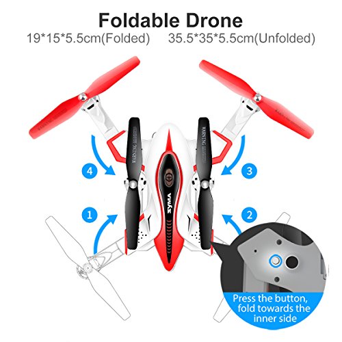 RC Drone With HD FPV Camera Remote Control Airplane DoDoeleph Syma X56W Portable Folding 2.4Ghz 6-Axis Gyro RC Quadcopter RTF Helicopter Altitude Hold UFO With Newest Hover and 3D Flips Function One key Home White