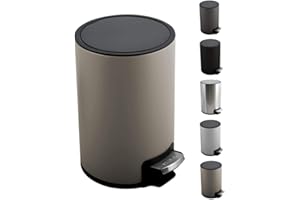 Spirella Kosmetikeimer 5 Liter Edelstahl mit Absenkautomatik und Inneneimer Riku Badezimmer Mülleimer Softclose Abfalleimer Taupe