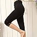 Liang Rou Maternity Elastane Adjust Waistband Cropped Leggings Lace Trim Color Black