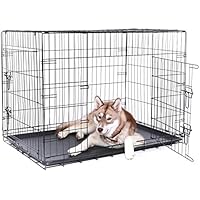 dibea DC00495 Transportkäfig für Hunde und Kleintiere, stabile Box aus kräftigem Draht, faltbar / klappbar, 2 Türen, mit Bodenwanne, Größe XXXL