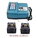 Produktbild Ersatz 2X 18V 5.0Ah Makita Akku mit Ladegerät für Makita Heckenschere DUH523Z DUH651Z DUH523RF DUH551Z BUH523Z Rasentrimmer DUR181Z DUR182LZ DUR 181 DUR364LZ Staubsauger DCL182Z DCL180Z 5000mAh LG Zellen