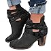 Produktbild VJGOAL Damen Stiefel, Damen Mode Boho Party Hochzeit Niet Herbst Winter Keile Gewebte Schuhe Schnalle Ferse Stiefelette Stiefel (Schwarz, 40 EU)