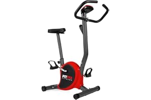 FITFIU Fitness BEST-100 - Bicicleta Estática ultracompacta con disco inercia 5kg, regulable en 8 niveles, pantalla LCD, pedales con correas fijación, peso máx. 100kg