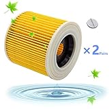 Lavable y reutilizable. Filtros Lavables para Aspiradora Kärcher WD3 WD2 WD3.200 WD3300, Filtro Kärcher a2604 a2204 a2054 a2004 a2554 a2654 Filtro Húmedo y Seco, Amarillo