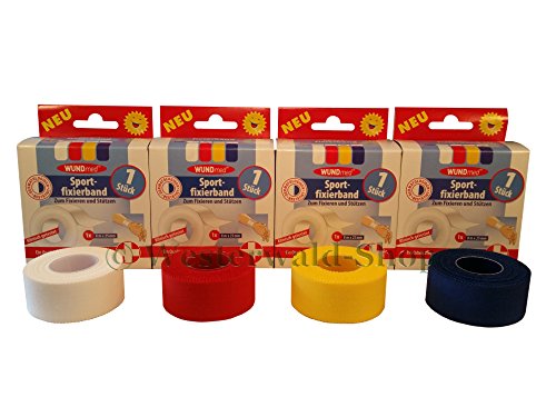 Preisvergleich Produktbild 4 Rollen Sportfixierband 25mm breit 4 Farben Elastik-Bandage Sporttape Tape