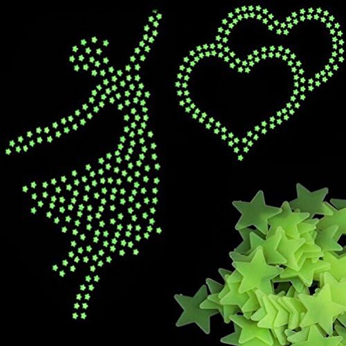 Set of 100PCS 3cm DIY Star Luminous Wall Stickers Fluorescent Star Plastic Stereo Patch Night Glow Star Children's Room Decoration Wall Stickers,Mixed Color