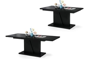 ‎ALL4ALL All4All Couchtisch Noel - Kaffeetisch - Wohnzimmertisch – Sofatisch mit Ablagen - Esstisch mit Einlegeplatte - ausklappbar - 120x70cm - 05 - Schwarz matt