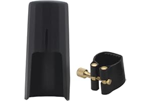 COZLYNX PU Leather Alto Saxophone Ligature Clip Fastener with Saxophone Mouthpiece Plastic Cap For Alto Sax Saxophone