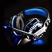 Produktbild BEEXCELLENT GM-2 Gaming Headset für PS4 Xbox Ein PC Laptop Smartphone Tablet-Handy, Stereo-LED-Kopfhörer mit Mikrofon und Y-Splitter-Schwarz + Blau