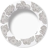 Excelsa Enjoy Plato Hondo Mehndi, Porcelana, Gris, 22.5 x 22.5 x 3 cm