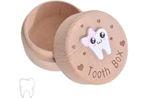 ZEPIQOR 1 pcs Scatola Porta Dentini da Latte, Denti Salva Box per Bambini e Bambina, Scatola per Denti in Legno Scatola, Bambini in Legno Ricordo Regalo, Accumulazione dei Denti, Scatola dei Souvenir