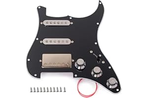 Alnicov Set battipenna precablato caricato SSH Pickup humbucker a bobina singola SSH Alnico V ， per sostituzione chitarra elettrica Fender Strat ST ， Nero