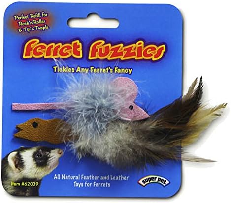 Superpet Fuzzie Feather &amp; Leather Ferret Toy (One Size) (Grey)