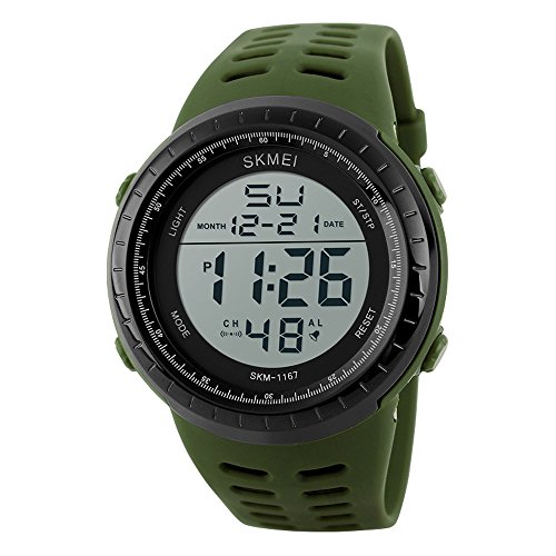 SunJas 50 Meter wasserdicht Armbanduhr Sportuhr Stoppuhr Digital LED Wecker Casual Militär Quarzuhr Alarm Watches Multifunktions-Analog für Herren Damen Jungen Mädchen Kinder - 2