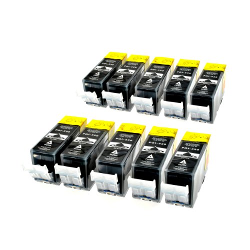 10 Patronen für Canon 2932B001 black - Schwarz je 20 ml, kompatibel zu PGI-520PGBK