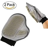 MiLuck Pflegehandschuhe für Haustiere Bürste Massagekamm mit Kontaktstift Fellentfernung Badenbürste Gesundheitspflege für Hunde Katze 2 Stück