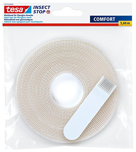 Preisvergleich Produktbild tesa Insect Stop Klettband für Fliegengitter aus Fiberglas - Klettverschlussband selbstklebend - Klett Klebeband für Insektenschutz an Fenster & Türen