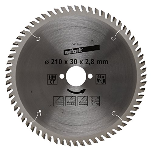  Wolfcraft 6431000 210 x 30 x 2.8mm CT Circular Saw Blade with 64 Teeth - Orange Series 