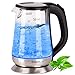 Produktbild TZS First Austria -1,7L Edelstahl Glaswasserkocher mit Anti-Kalkfilter | blaue LED Beleuchtung | Wasserkocher aus Glas 2200 Watt | BPA frei | schwarz, Filter, elektrisch, kabellos, Überhitzungsschutz