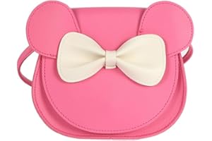 PORRASSO Mignon Bow Sac à Bandoulière Petite Fille Sac D'épaule Mini Sac à Monnaie Sac a Main Sac de Messager en Cuir PU Crossbody Bag Rose Rouge A