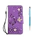 Produktbild Grandoin Galaxy S8 Hülle, Bling Glitzer Glitter Handyhülle im Brieftasche-Stil für Samsung Galaxy S8 Handytasche PU Leder Flip Cover Schutzhülle mit Etui Case (Lila)