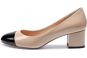 Castamere Mujer Medio Tacón Punta Redondas Tacón Ancho Zapatos de Tacón 5CM