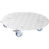 Wagner Carrello per Piante Alaska Ø 38 x 7,5 cm I Carrello per Fiori per Interni ed Esterni I Portavaso in Alluminio con Ruot