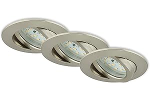 ‎BRILONER Briloner Leuchten LED Einbauleuchte, dimmbar, Einbaustrahler, LED Strahler, Spots, Deckenstrahler, Deckenspot, Lampen Wohnzimmer, LED Einbaustrahler 230v, Deckeneinbauleuchten, Einbaustrahler Set, schwenkbar, rund [Energieklasse A+]