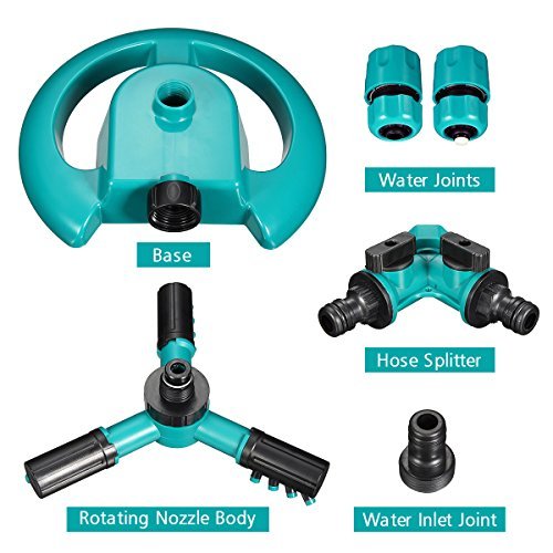 Rasen-Sprinkler-Bewässerung, Pathonor Garten Bewässerung 360 ° Ein langer Radius mit europäischem Standardadapter mit Sockel für Bewässerungsanlagen, Blumen und Gärten - 4