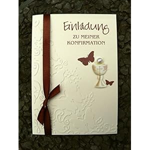 Einladung Einladungskarte Kommunion Konfirmation Schmetterling Kelch braun dunkelbraun